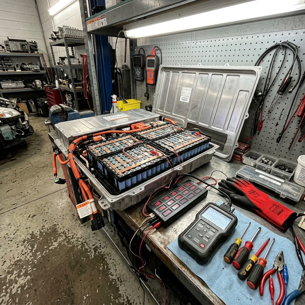 Hybrid battery specialists performing advanced battery diagnostics in Las Vegas