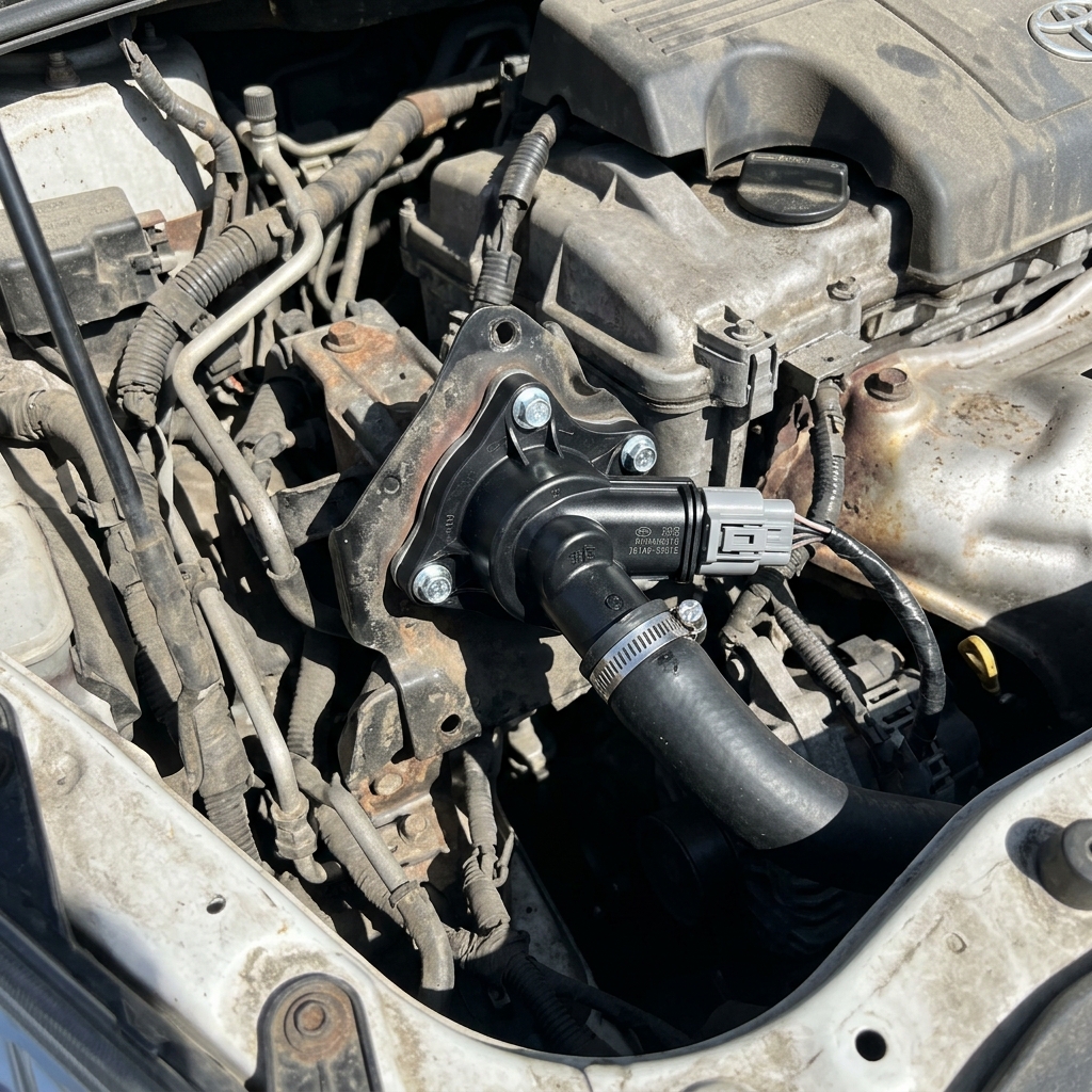 Old worn Prius coolant pump next to a brand new replacement pump